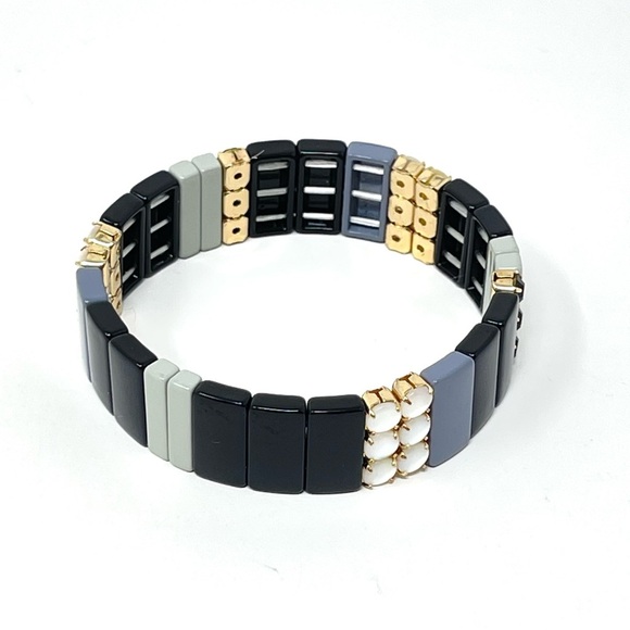 New Anthropologie Modern Stretch Bracelet Black - Picture 8 of 8
